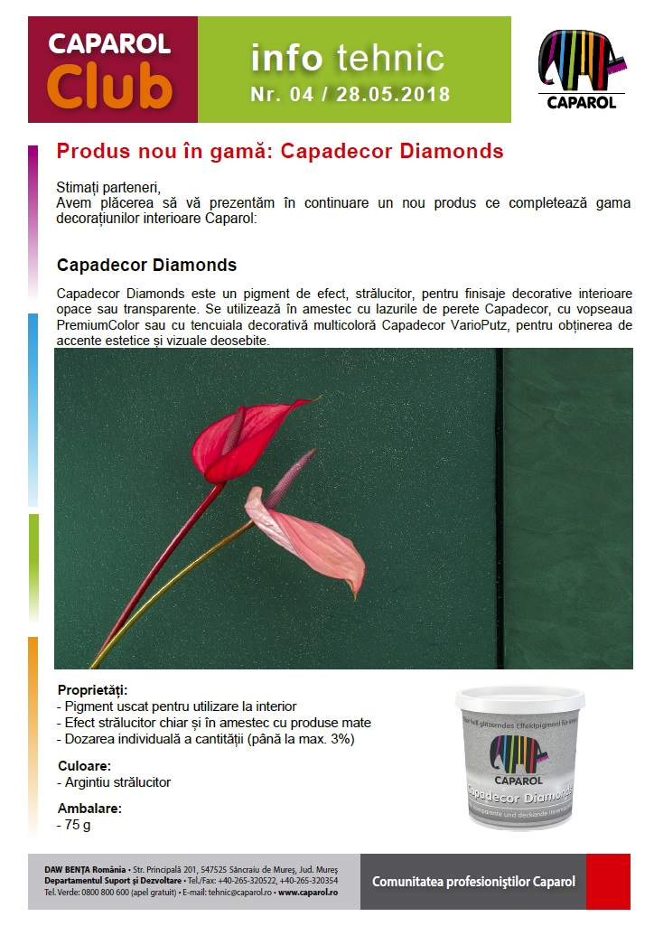 Produs nou în gamă: Capadecor Diamonds