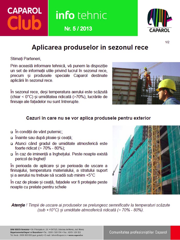 Aplicarea produselor în sezonul rece